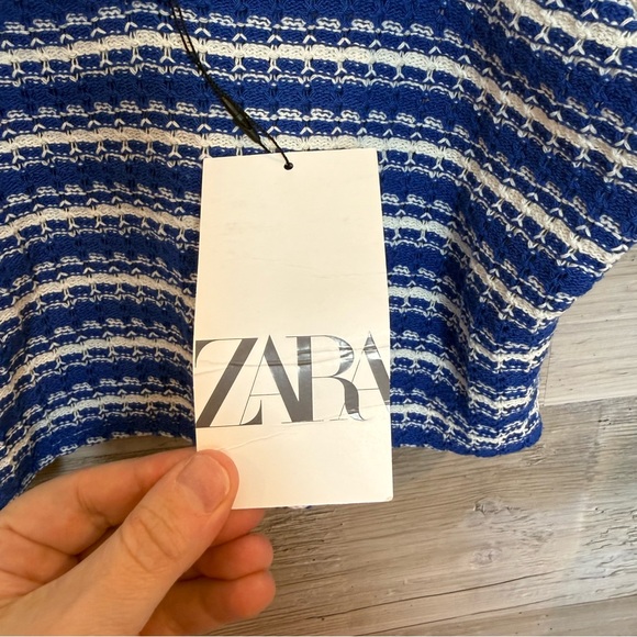 NWT Zara Blue & White Textured Striped Two-Piece Set - Crop Top & Skort - M - Picture 6 of 9